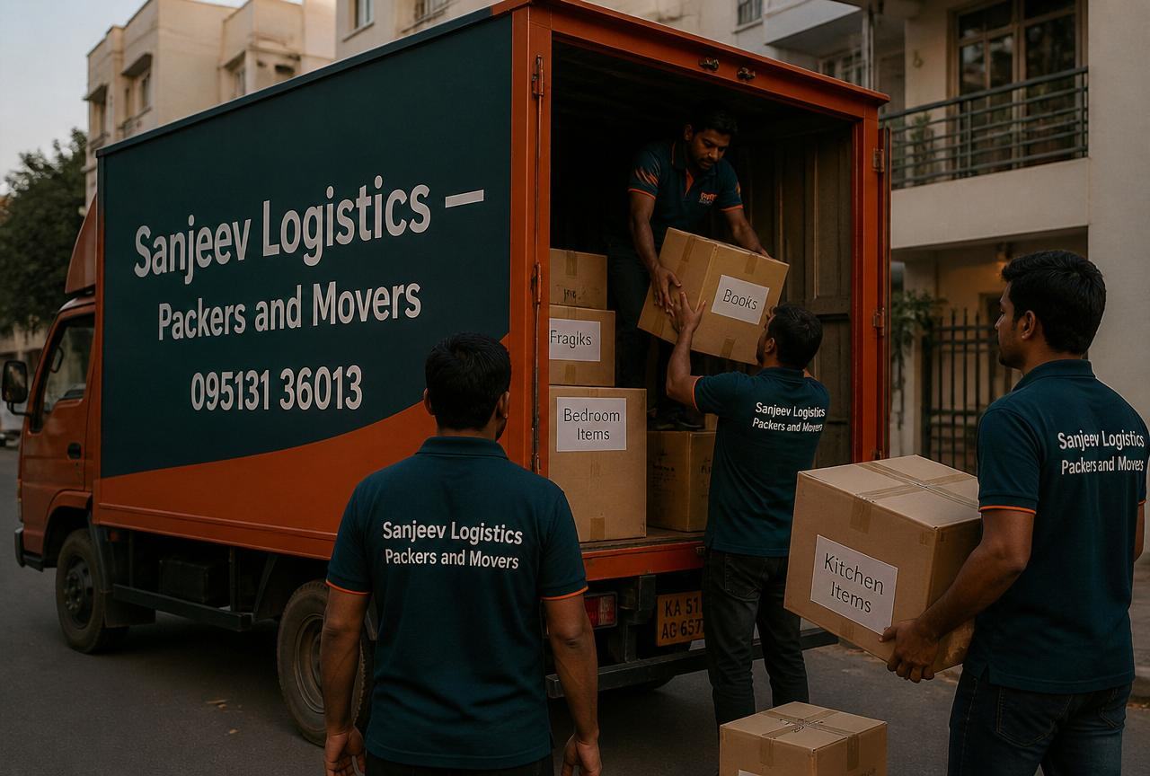 Sanjeev Logistics — Packers and Movers crew loading household goods in HAL Layout, Bengaluru